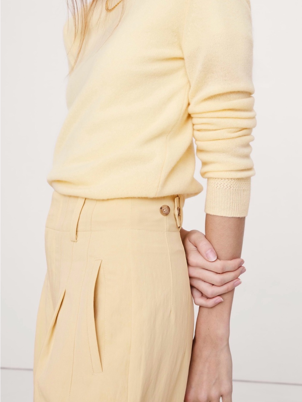 Banana Republic Buttee Yellow High-Rise Wide-Leg Trousers - Picture 3 of 4